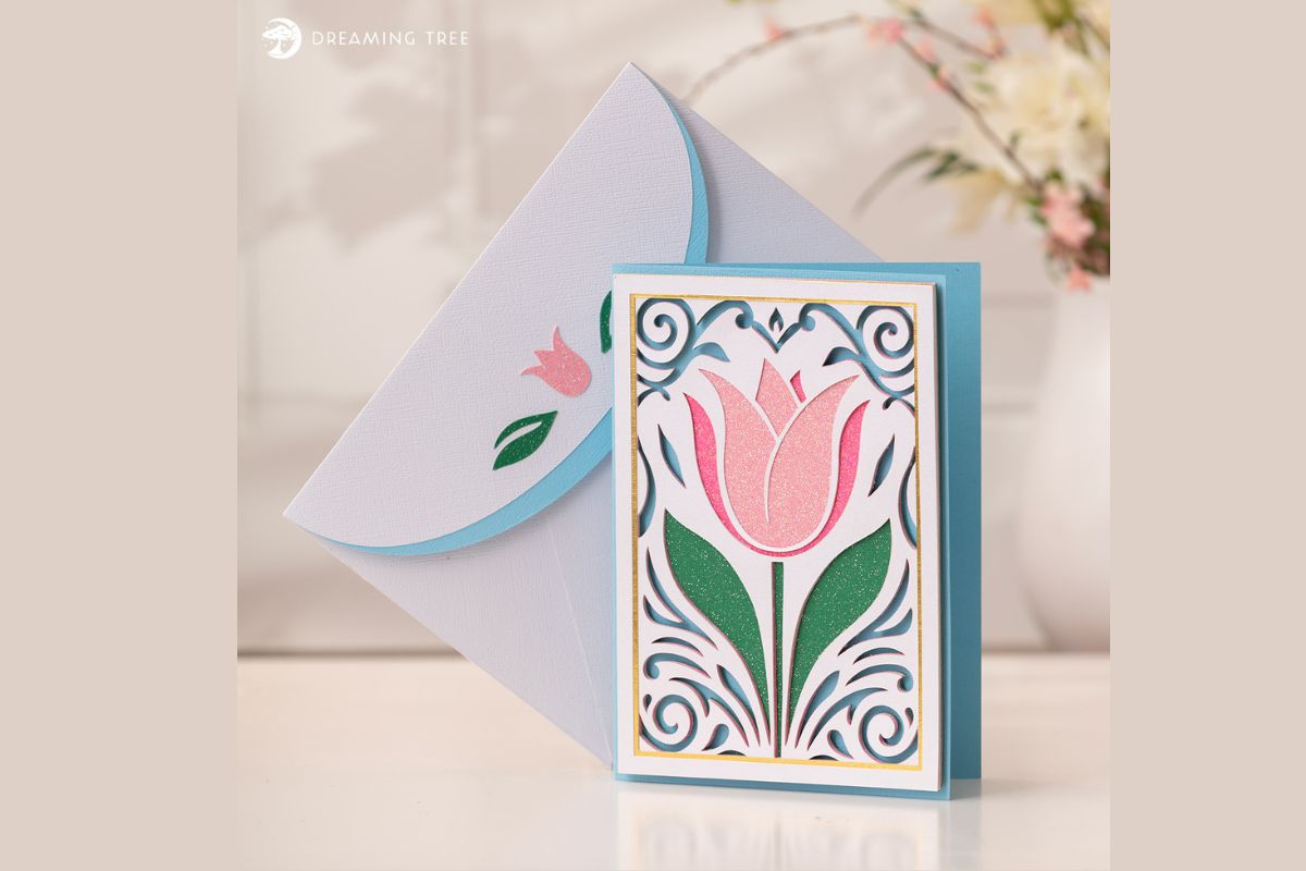Tulip Flourish Card SVG