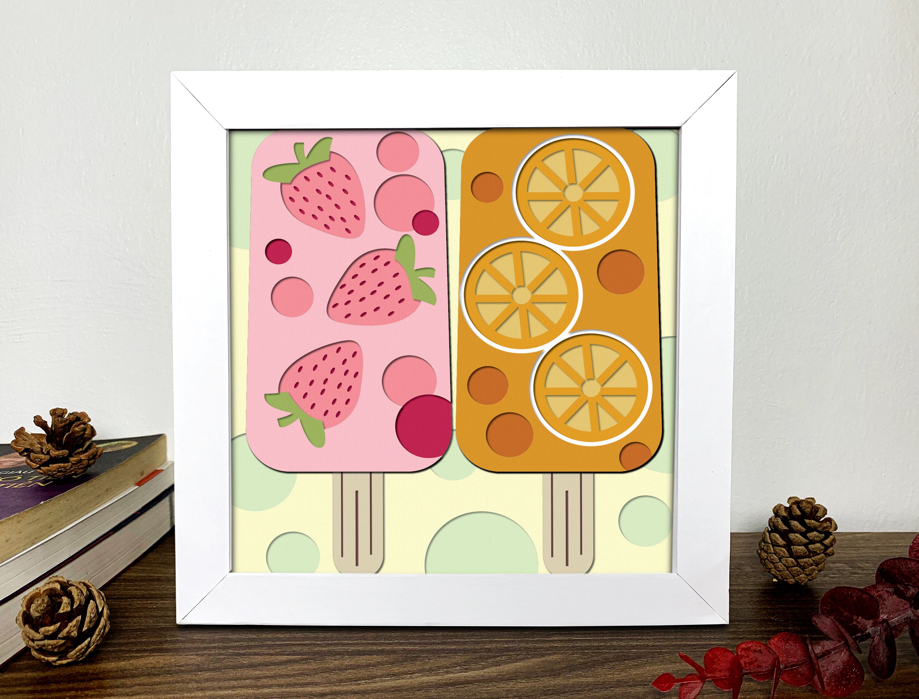 Summer Ice Cream Shadow Box 3D Svg