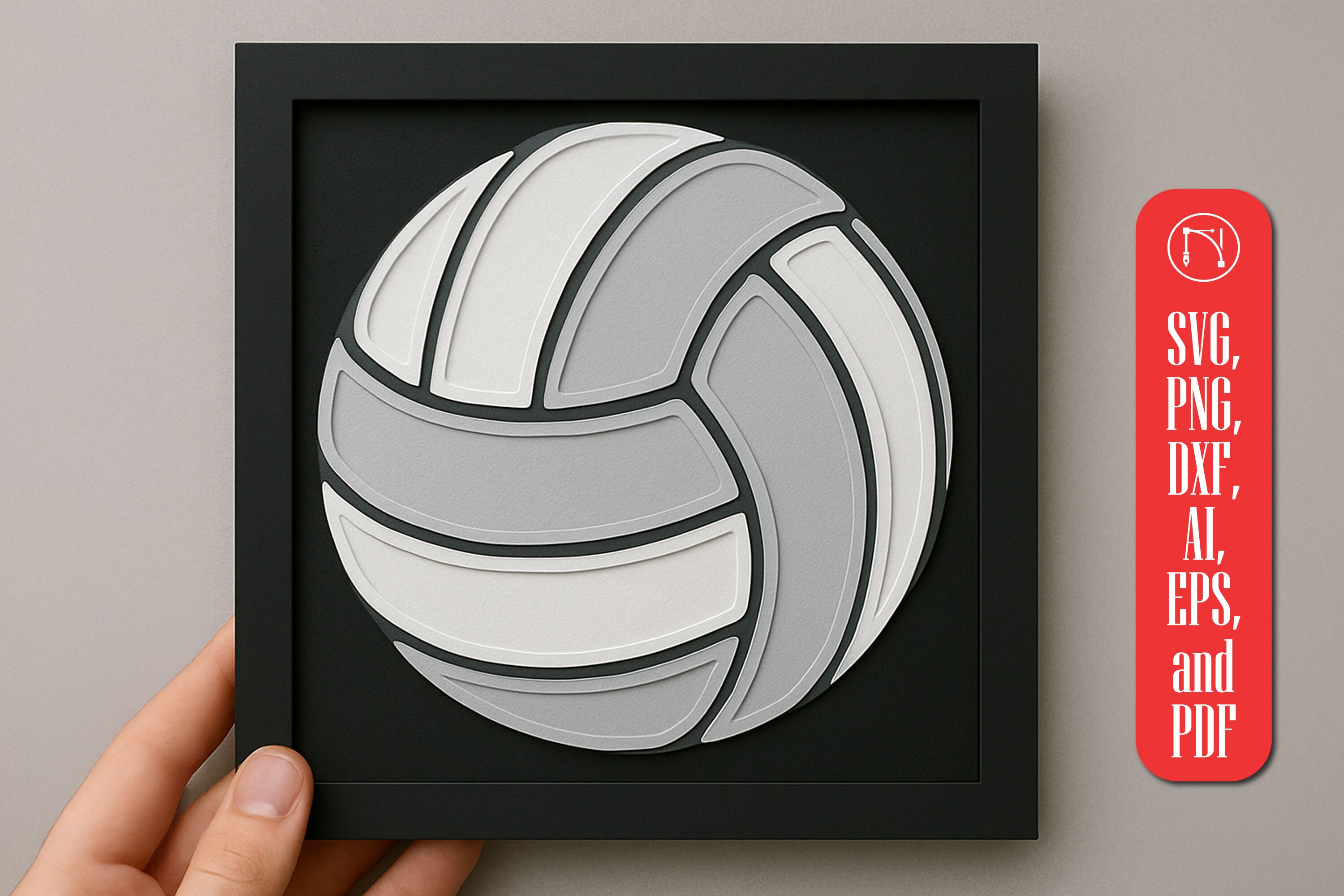 Layered Papercut Volleyball SVG Cut File