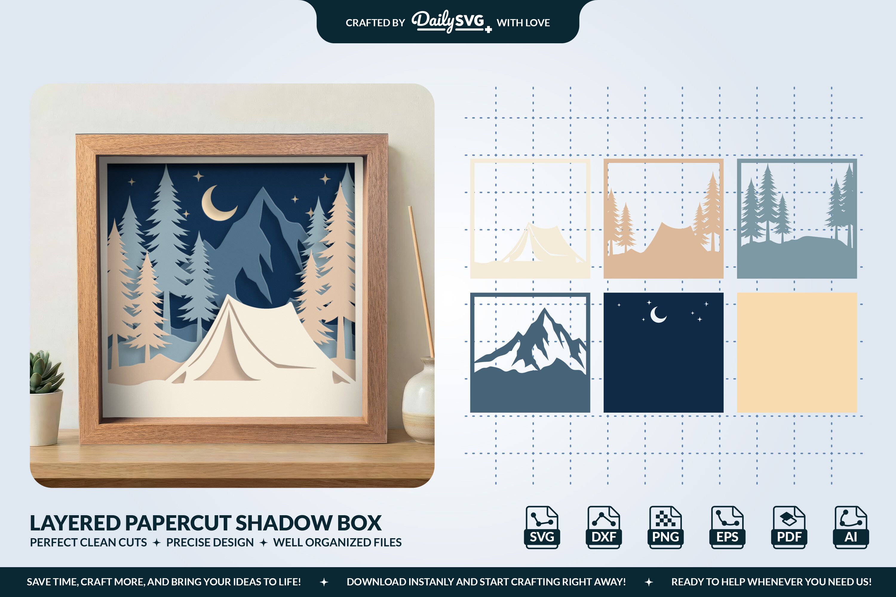Camping in the Wild Layered Papercut
